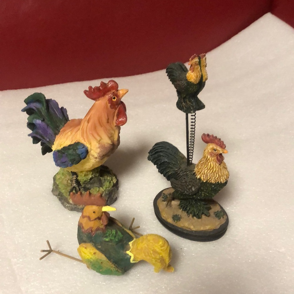 Vintage Rosters collection-3 pieces.Ceramic - Picture 5 of 15